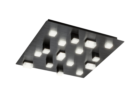 Stropné LED svietidlo Pixel kartáčovaná čierna, 48W, 3000K, 45cm