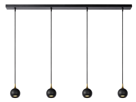 Závesné svietidlo Favori, čierne, 4xGU10, 100cm