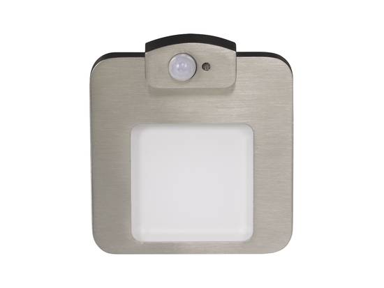 Svietidlo LED so snímačom do krabice LEDIX MOZA 230 V AC, kartáčovaná oceľ, teplá biela, IP20