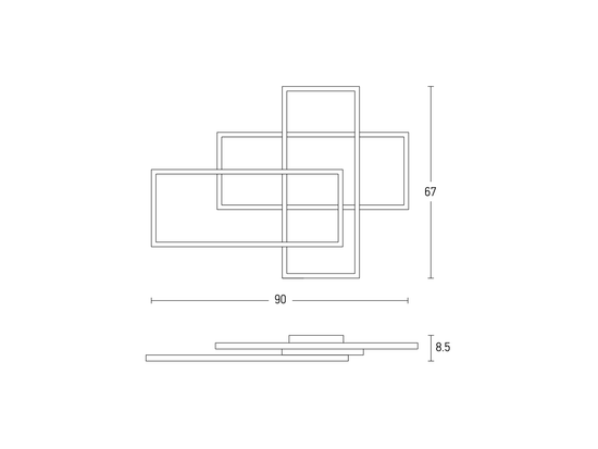 Stropné stmievateľné LED svietidlo biele, 55W, 3000K, 90cm