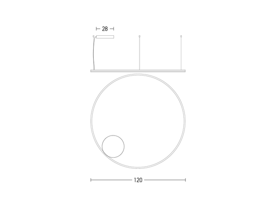 Závesné LED stmievateľné svietidlo biele, 84W, 3000K, ø120cm