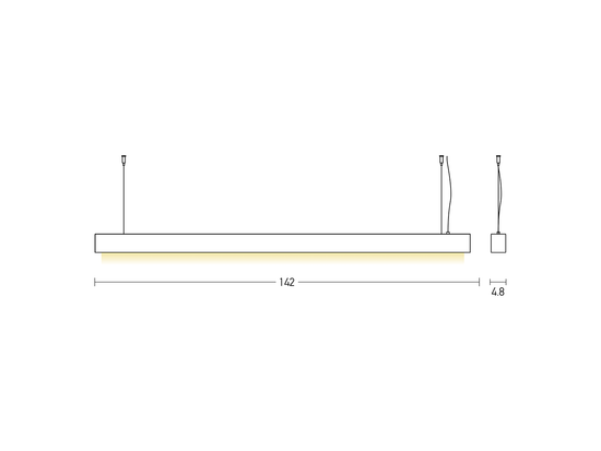 Závesné LED svietidlo hliník, 45W, 3000K, 142cm