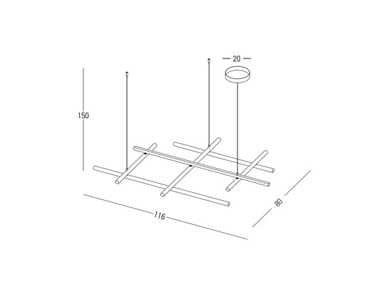 Závesné LED svietidlo matne zlaté, 80W, 3000K, 116cm