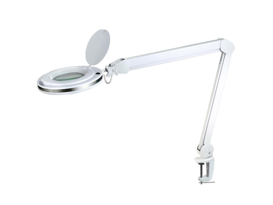 Stolná LED lampa Magni na clip, biela, 8W, 76cm