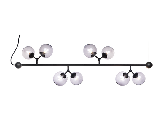 Závesné svietidlo Atom dymové/čierne, 8L, 123cm