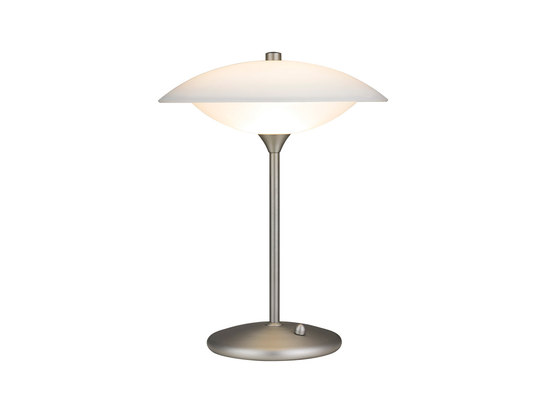 Stolná lampa Baroni opál/kartáčovaná oceľ, 40cm