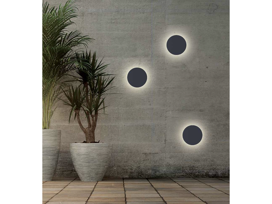 Nástenné LED svietidlo grafit, 12W, 3000K, ø15cm