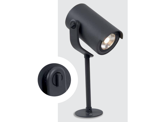 Záhradné bodové LED svietidlo s hrotom grafit, 12W, 3000K, 25cm