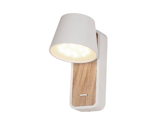 Nástenné LED svietidlo biele/prírodné drevo, 7W, 3000K, 16,2cm